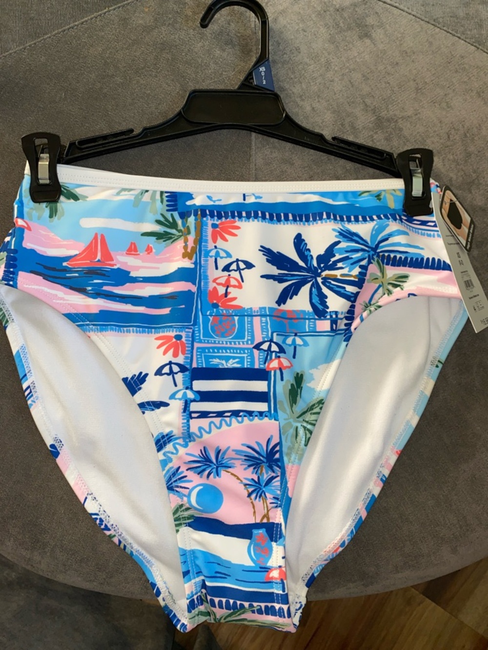 Time and Tru Blue, Pink and White Tropical Print Bikini Bottoms